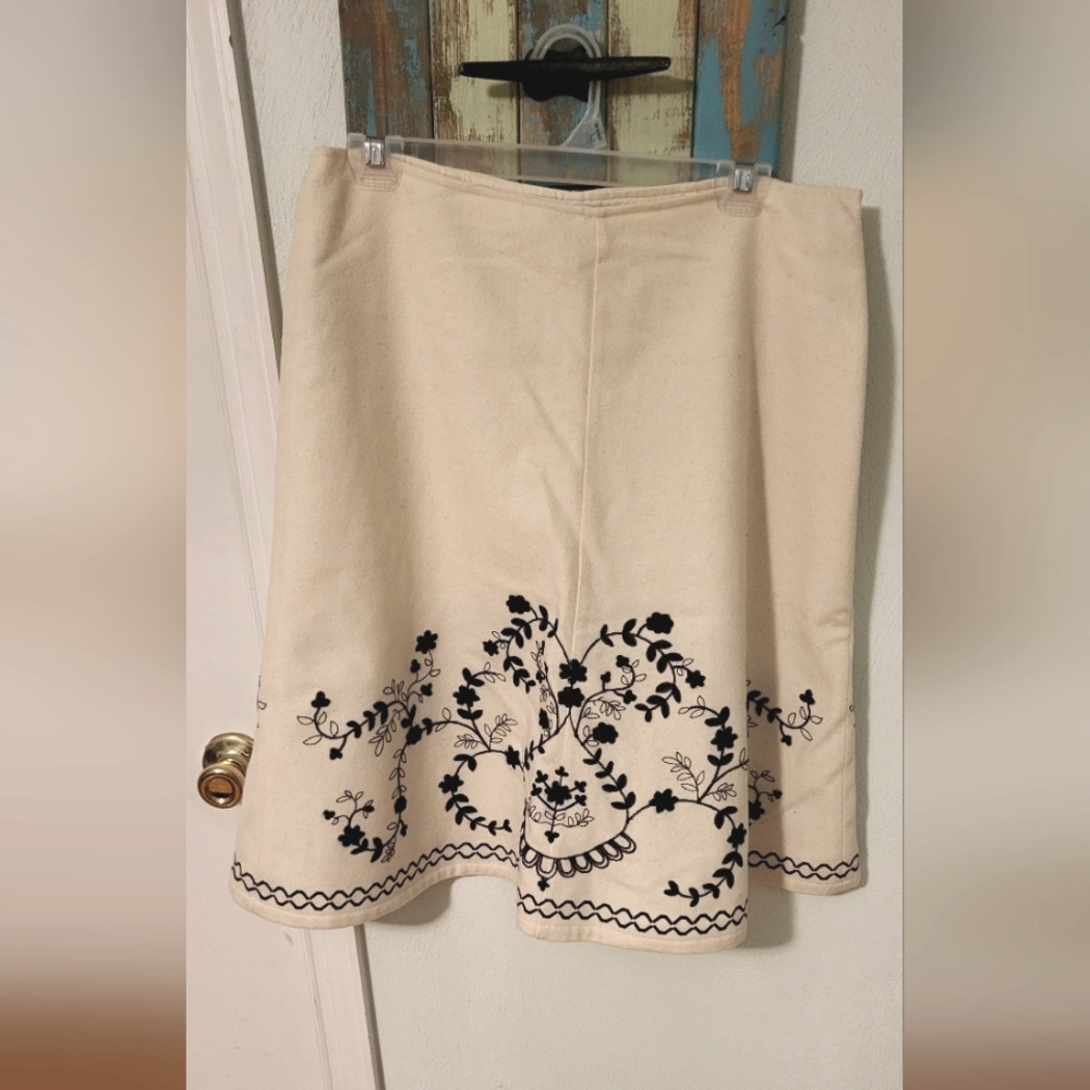 Janeville Embroidered Wool Skirt